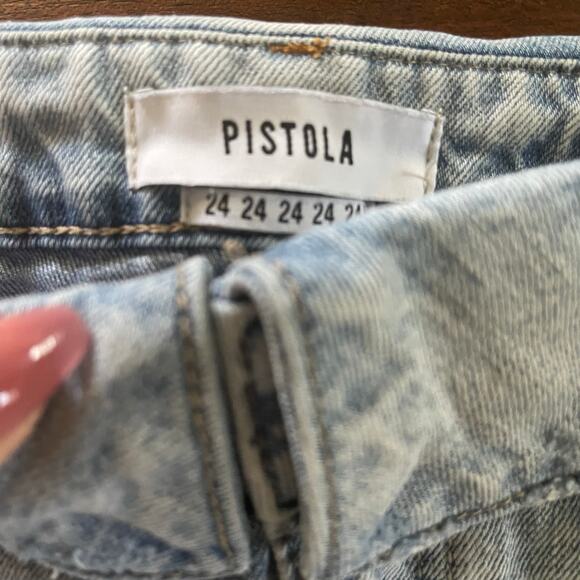 Revolve PISTOLA Size 24 Sierra Fold Over High Waist Distressed Denim Skirt - Picture 5 of 6